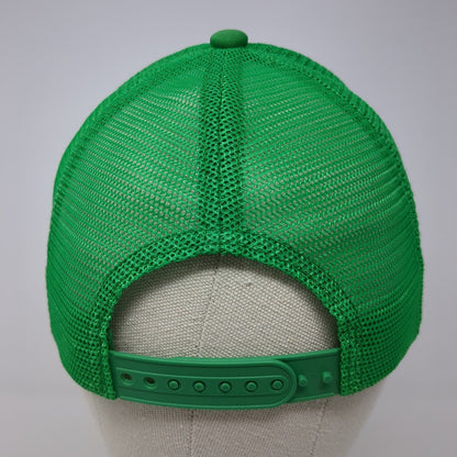 Shamrock Smiley Face Snapback Trucker Hat Green One Size Mesh Back