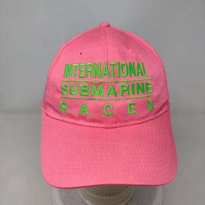 International Submarine Races Strapback Hat Pink Embroidered Logo Adjustable