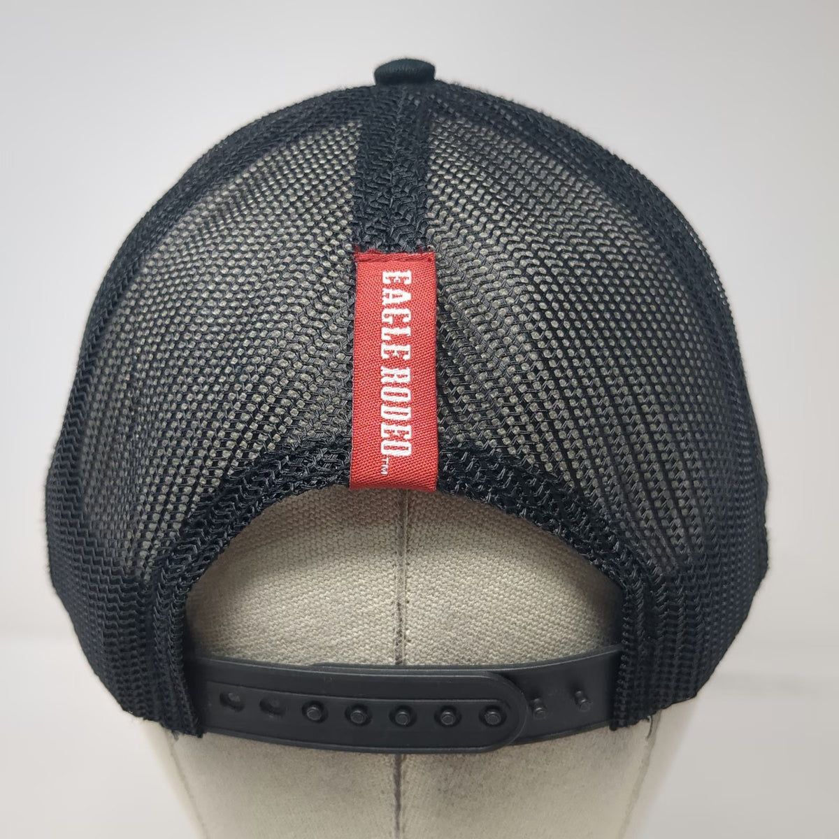 Trucker Hat Black One Size Eagle Rodeo Bucking Bronco Logo Mesh Back Snapback