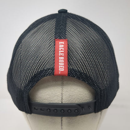 Trucker Hat Black One Size Eagle Rodeo Bucking Bronco Logo Mesh Back Snapback
