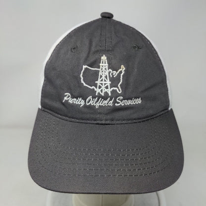 Purity Oilfield Services Strapback Mesh Back Trucker Hat Gray OSFM Colorblock