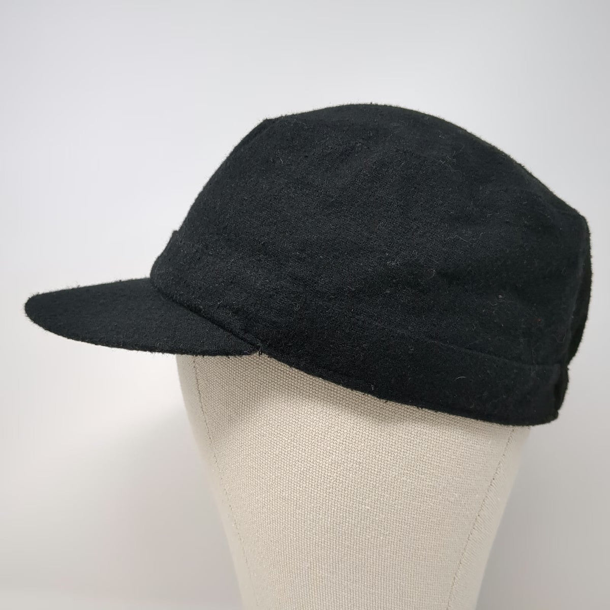 Universal Thread Army Cap Black One Size Wool Blend Elastic Back Cadet Hat Solid