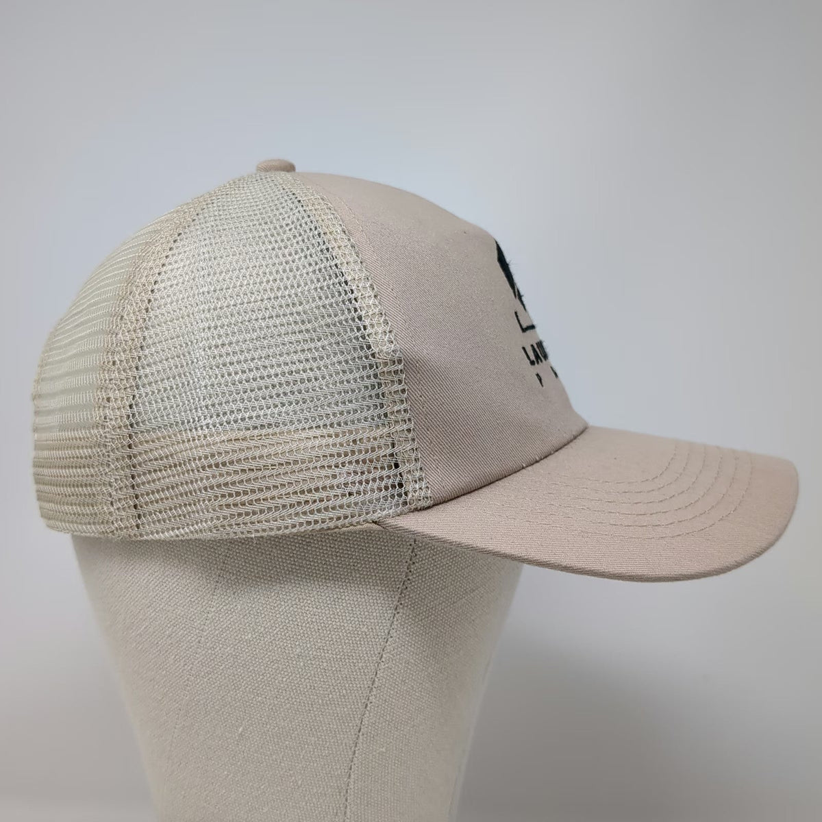Hit Trucker Hat Beige One Size Launch Pad Logo Mesh Snapback Cap Graphic Cotton