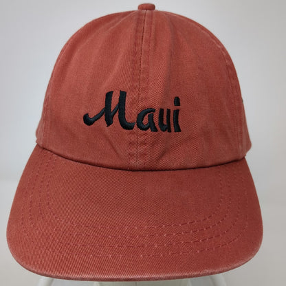Nissin Baseball Cap Red One Size Maui Embroidered Hat Slideback Hawaii Souvenir