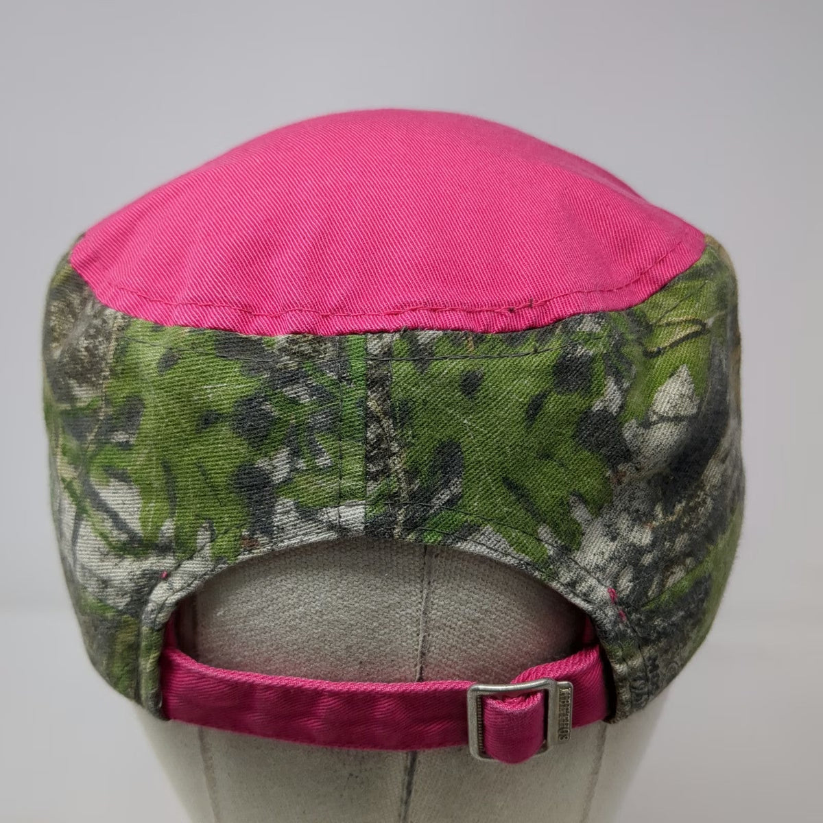 KBETHOS Army Cap Pink One Size Rhinestone Cross Mossy Oak Camo Frayed Hat