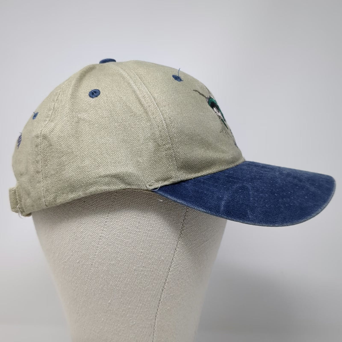 Nissin Baseball Cap Beige Blue One Size Simplot AgriBusiness Fish Smoky Hat