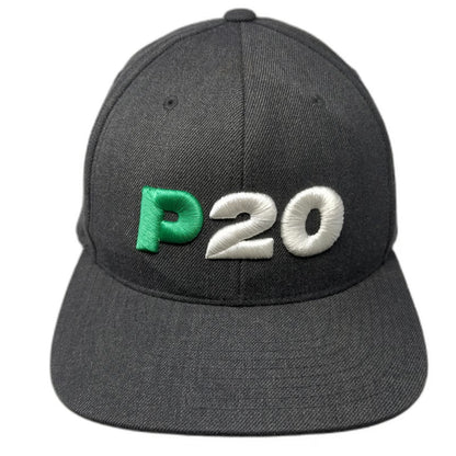 Yupoong Snapback Gray One Size P20 Green Underbrim Flat Bill Wool Blend hat