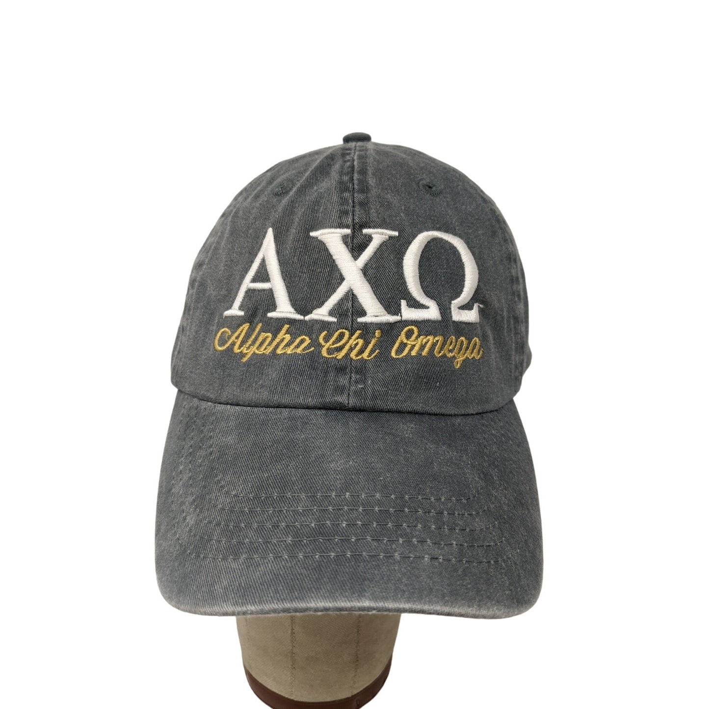 Alpha Chi Omega Sorority Hat Cap Slideback Adjustable Gray Turnip Seed Co