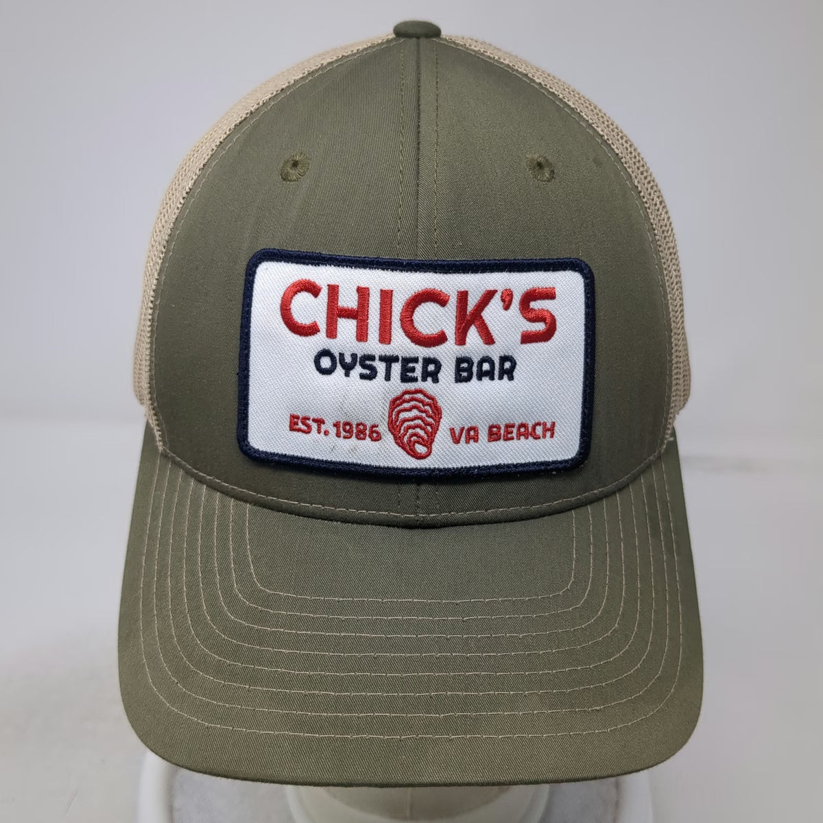 Richardson Trucker Hat Green One Size Chick's Oyster Bar VA Beach Snapback
