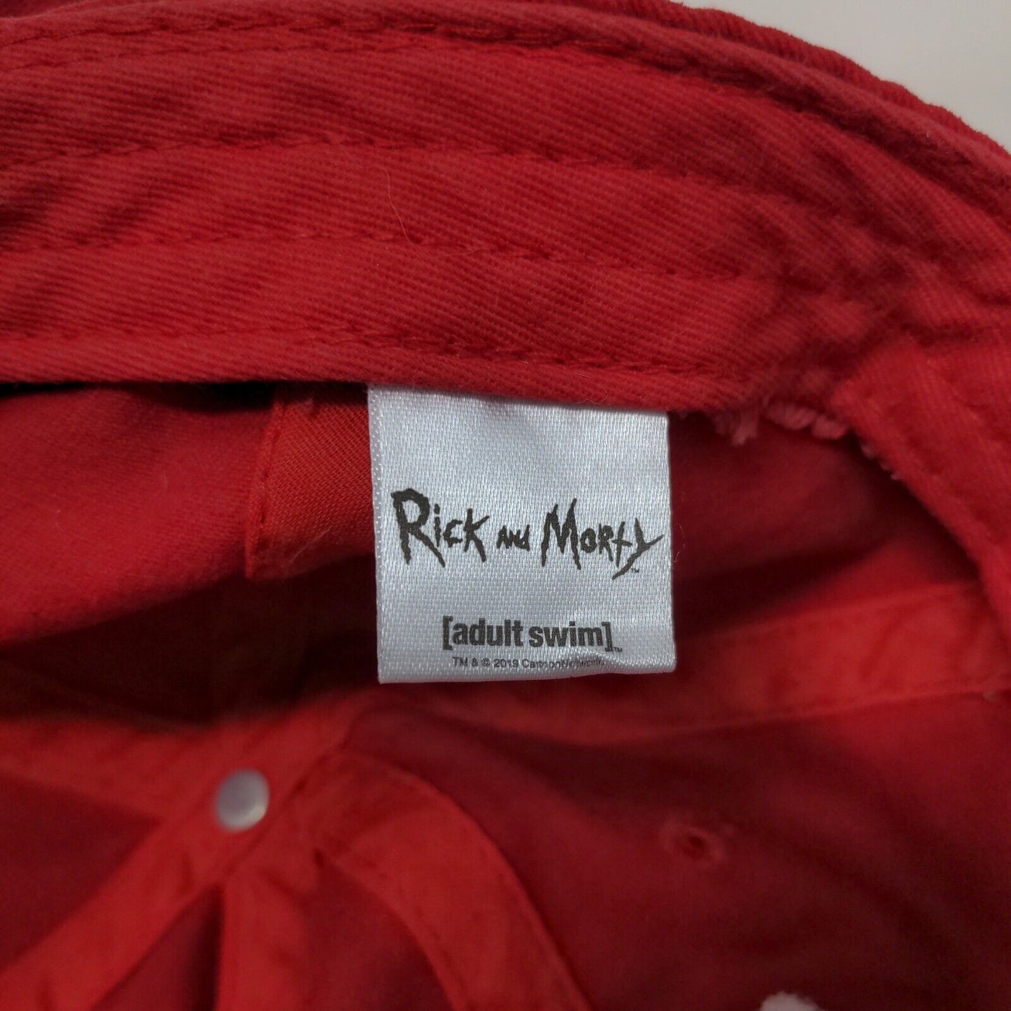 Rick And Morty Adult Swim Slideback Hat Red One Size Adjustable Embroidered