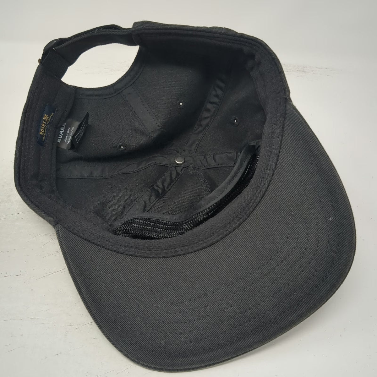 Roark 5 Panel Black Hat One Size Seek and Explore Cotton Spandex Slideback Patch