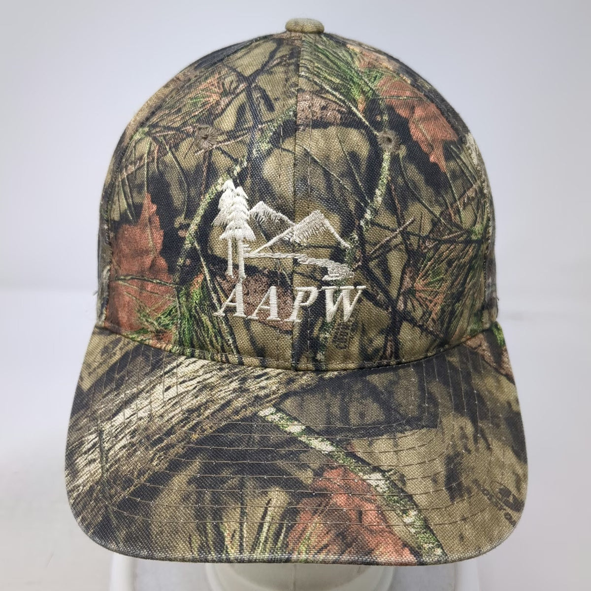 Port Authority Green Camo Baseball Cap One Size AAPW Mountain Tree Logo Hat