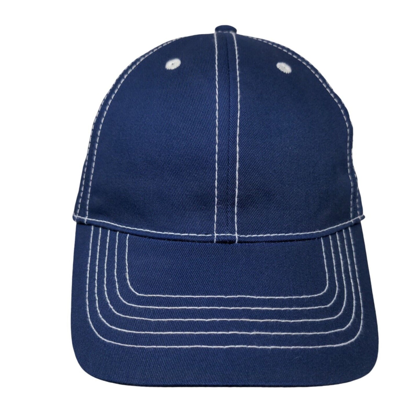 Unbranded Strapback Hat Blue OSFM Adjustable Vented Holes 6 Panel Blank