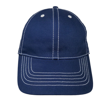 Unbranded Strapback Hat Blue OSFM Adjustable Vented Holes 6 Panel Blank