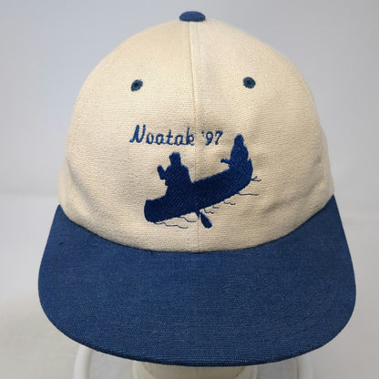 Yupoong Baseball Cap Beige Blue OS Noatak 97 Canoe Embroidery Strap Hat Vintage