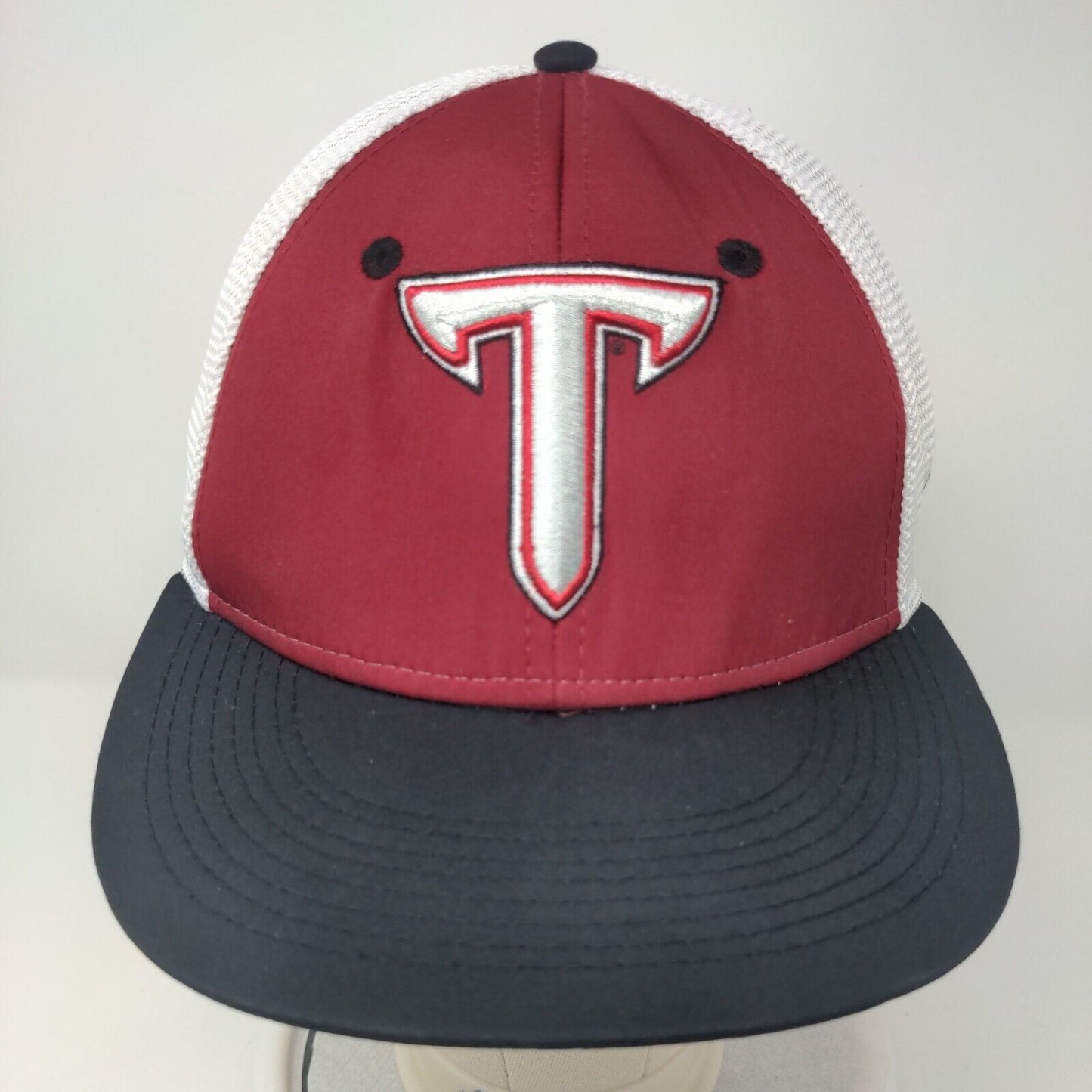 Troy Fitted Mesh Back Hat Red Embroidered Logo The Game Pro Poly Blend
