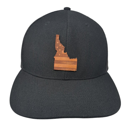 Idaho Snapback Trucker Hat Black One Size Adjustable Mesh Back Branded Bills