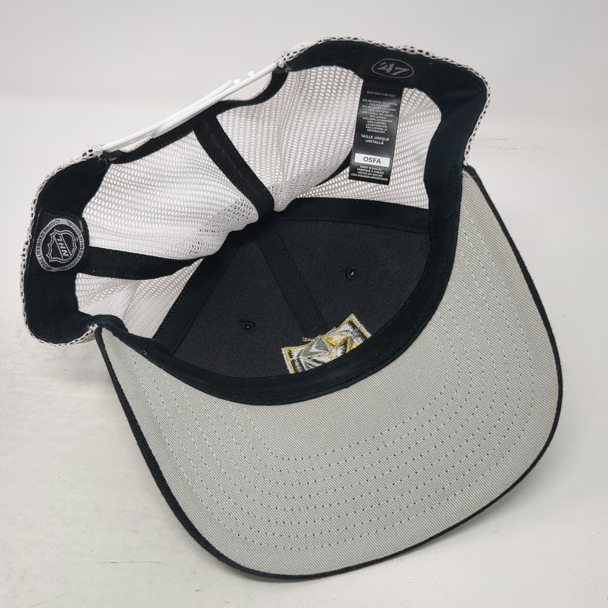 '47 Vegas Golden Knights NHL Trucker Hat Black White Gold Gray One Size Snapback