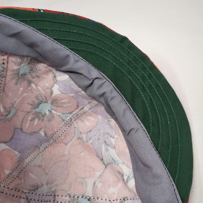 Kromer Baseball Cap Red Floral Print 7 3/8 Welder Hat Made in USA Canvas Vintage