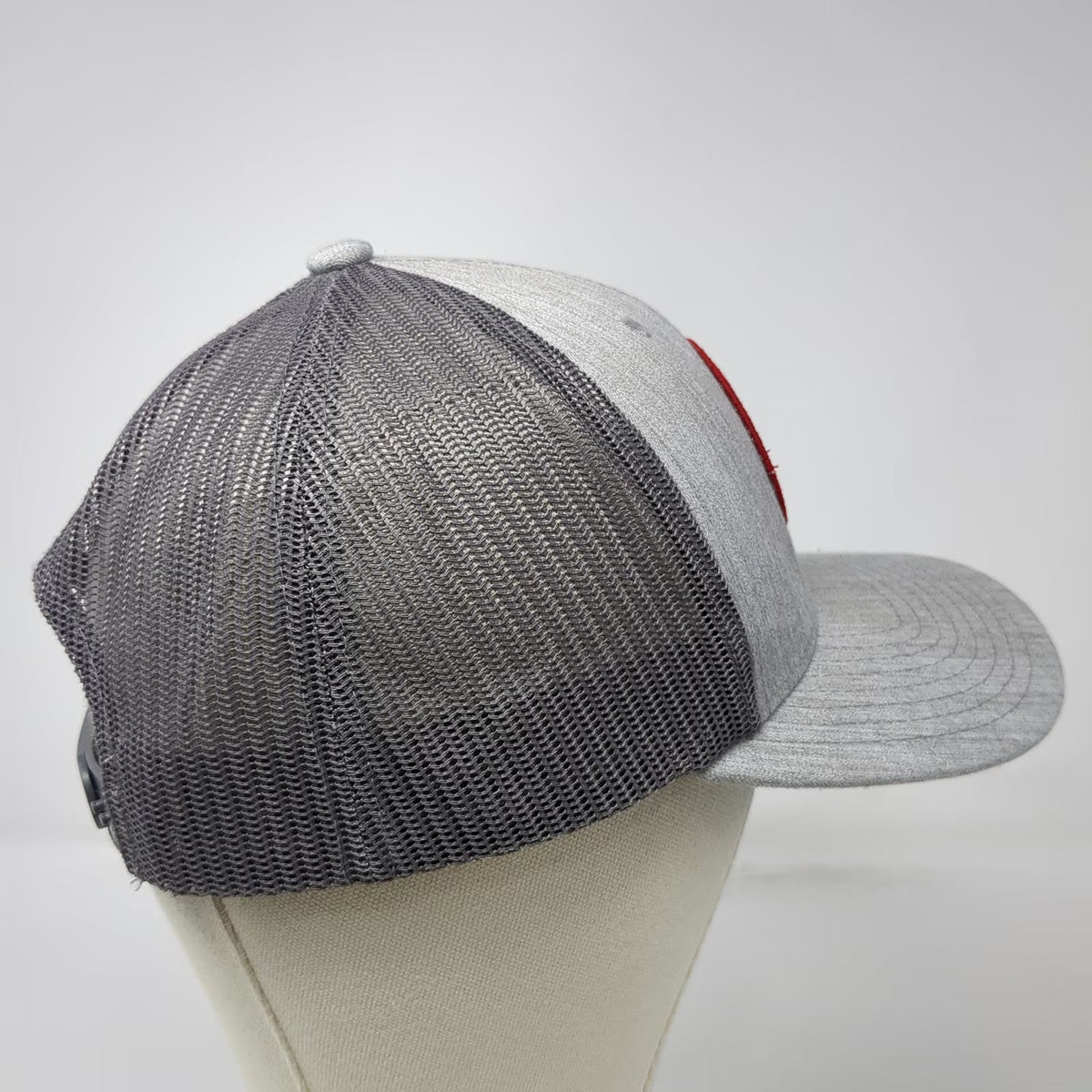 Browning Trucker Hat Gray One Size Mesh Snapback Buckmark Logo Patch Red Rim