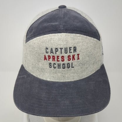 Captuer Apres Ski School 5 Panel Cap Gray One Size Adjustable Embroidered