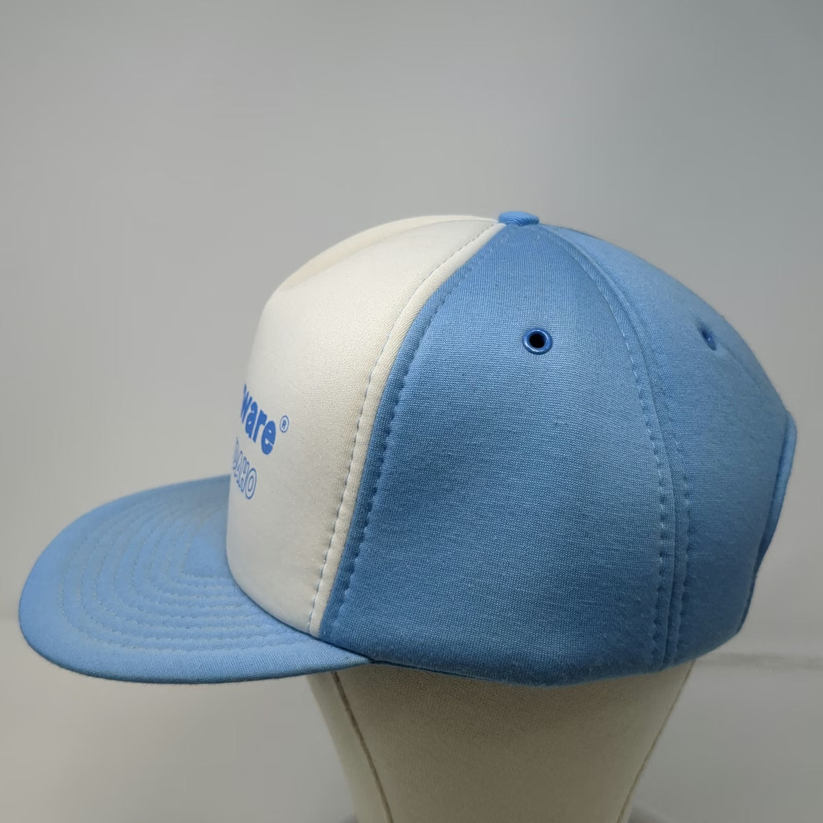 San Sun Trucker Hat Blue White Snapback Tupperware Jerome Idaho Logo Vintage