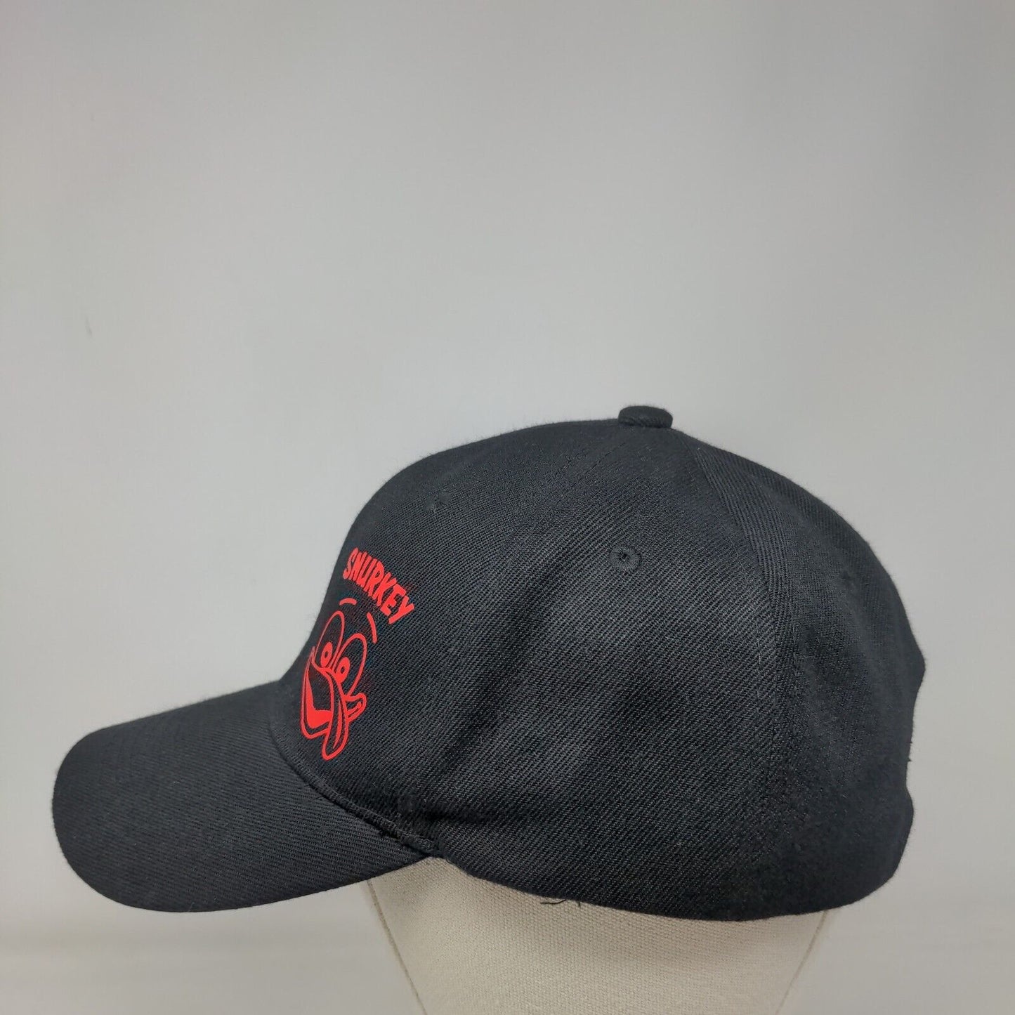 Snurkey Strapback Hat Black One Size Adjustable Vented Holes 6 Panel