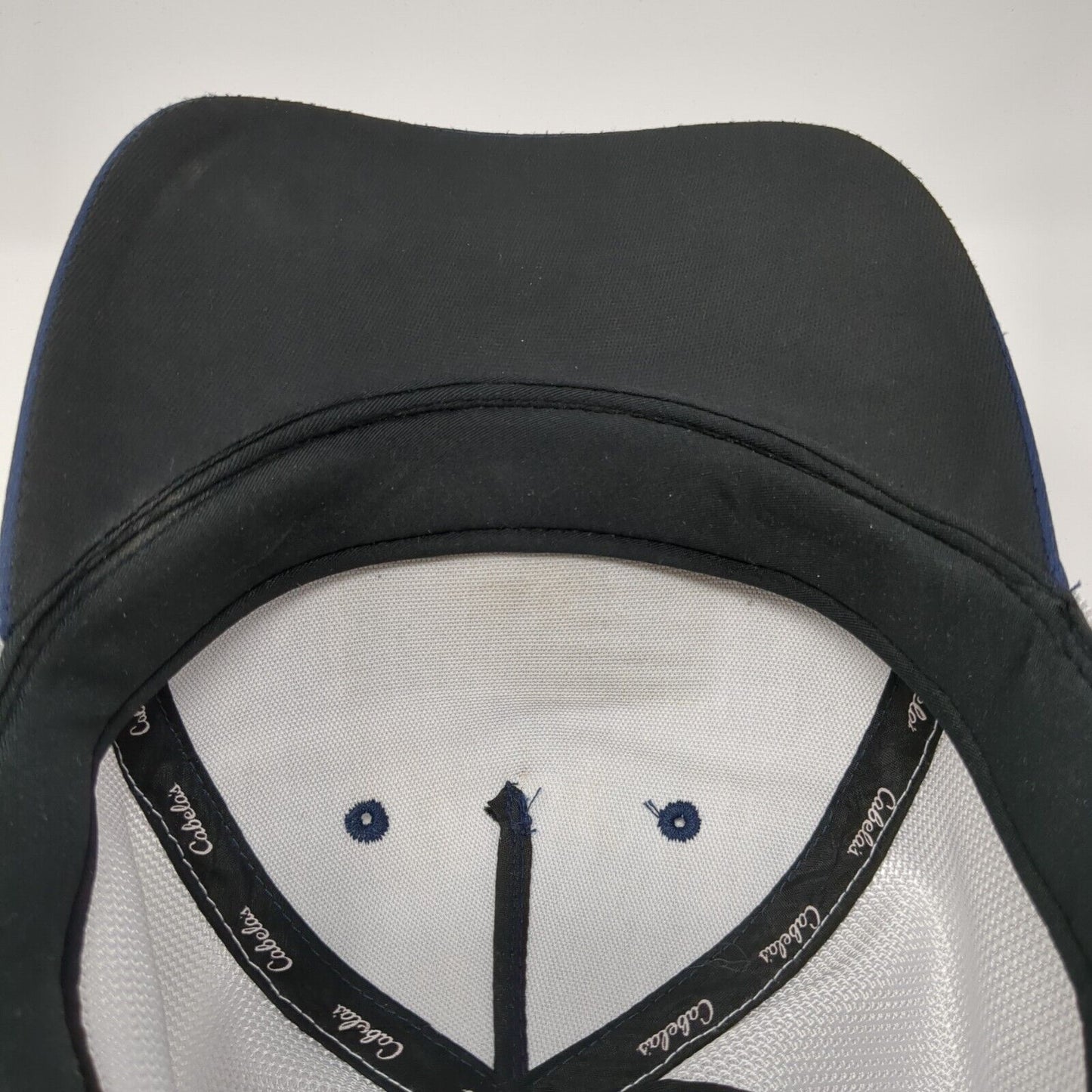 USA Flag Cabela's Snapback Trucker Hat Blue OS Adjustable Patriotic Mesh Back