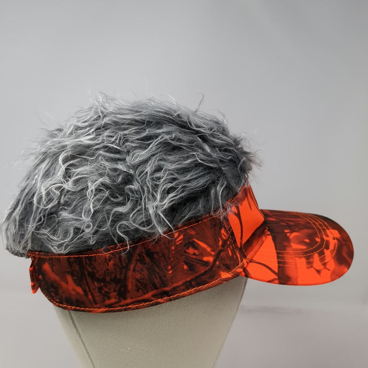 Orange Baseball Cap Camo Faux Hair One Size Novelty Hunting Visor Costume Hat