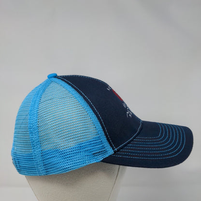 Seven Devils Whsikey Strapback Hat Blue OSFA Adjustable Embroidered Mesh Back