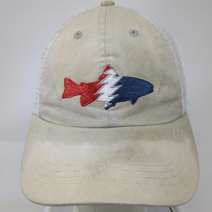 Pesca Muerta Baseball Cap Beige One Size Mesh Back Fish Graphic Strapback Hat