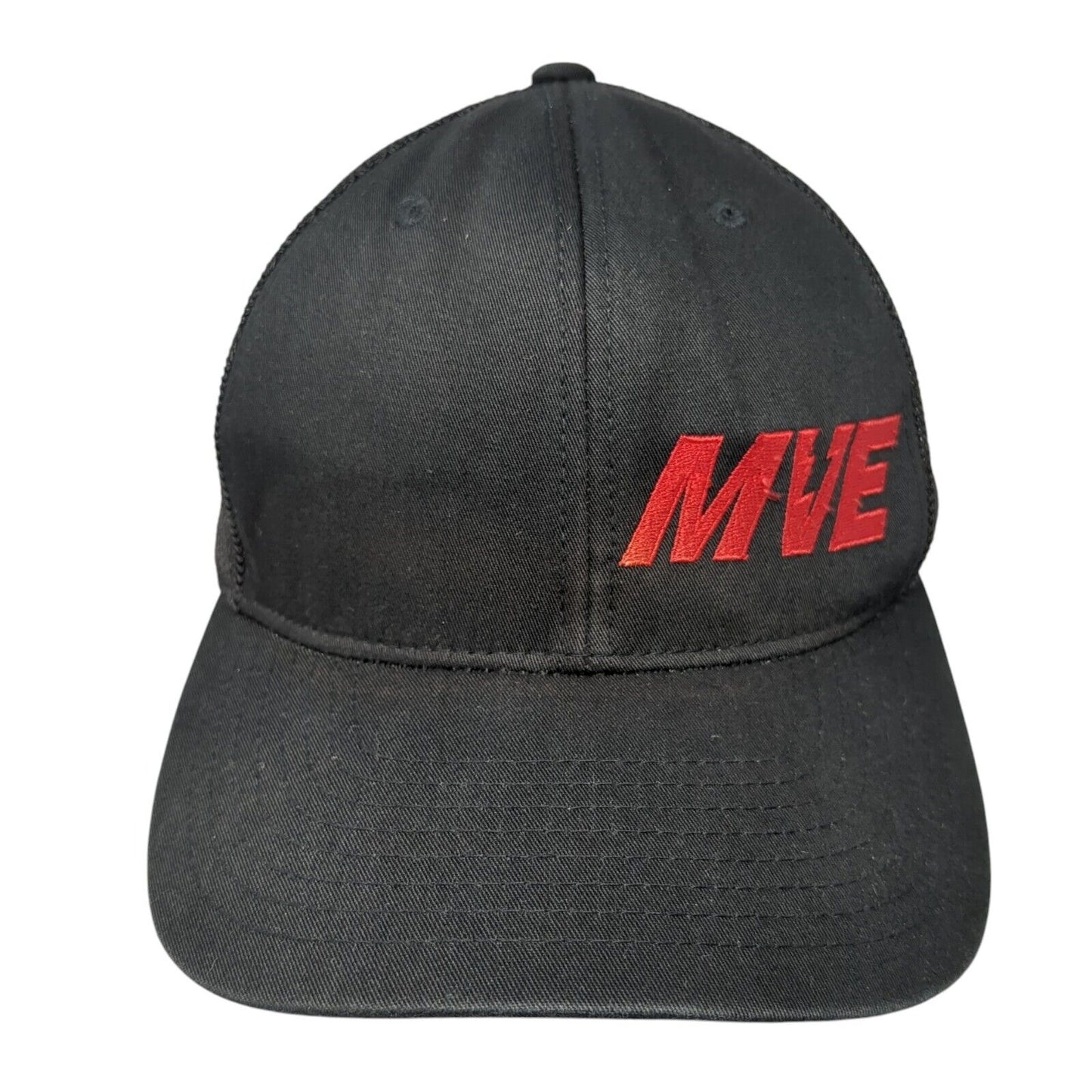MVE 24/7 Fitted Mesh Back Trucker Hat Black L/XL Flexfit Port Authority