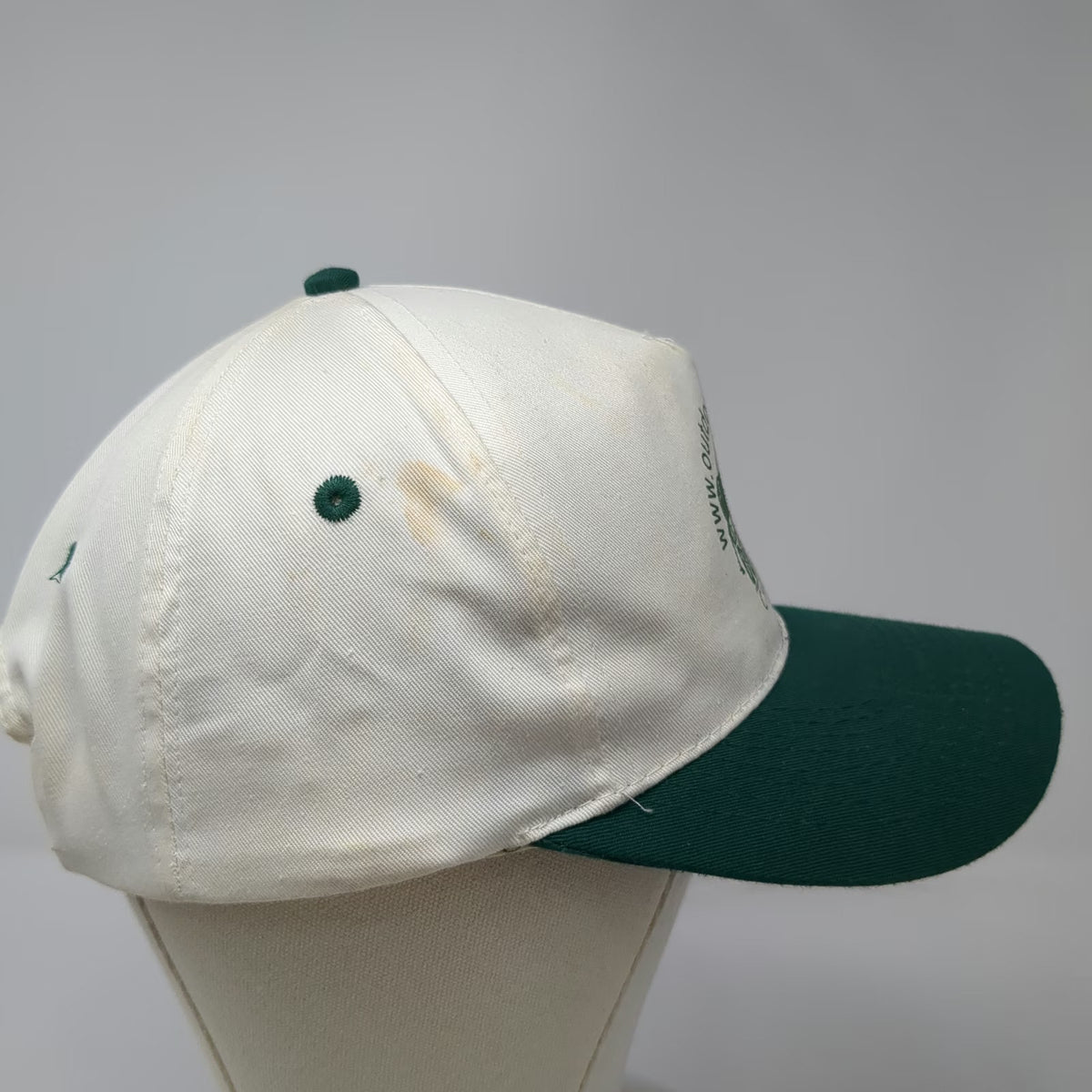 Otto 5 Panel Hat White Green OS Outdoor Channel Moose Graphic Snapback Logo