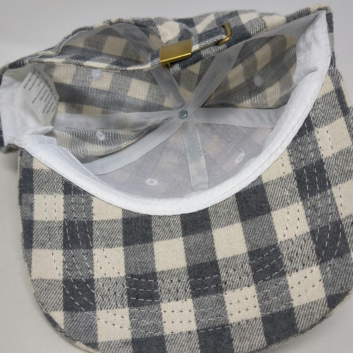 COCUS POCUS Baseball Cap Gray Black One Size Buffalo Check Plaid Slideback Hat