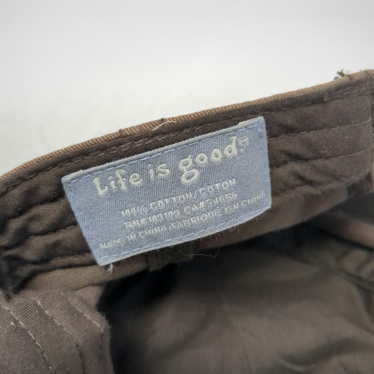 Life is Good Baseball Cap Brown One Size Motorcycle Ride On Camo Slideback Hat