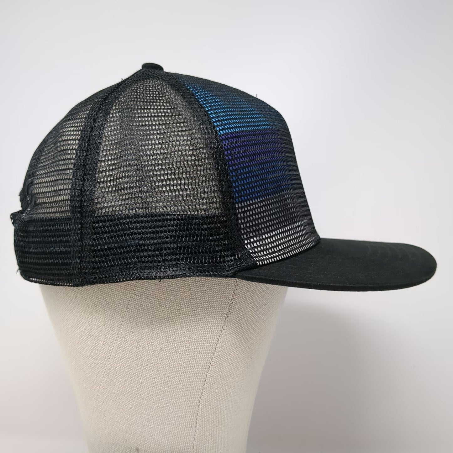 Outdoor Cap Trucker Hat Black One Size Gradient Mesh Snapback Flat Bill Hat