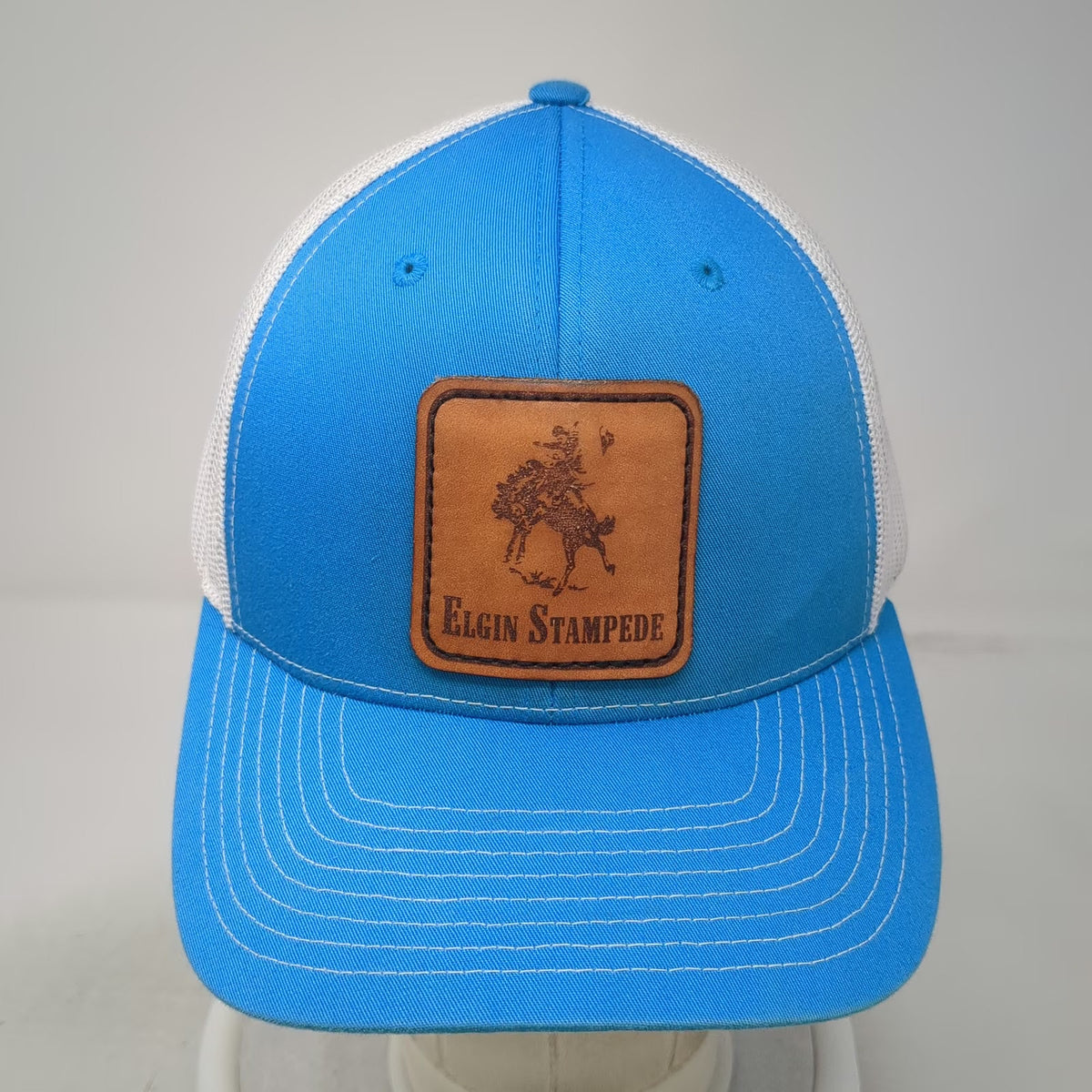 Richardson Trucker Hat Blue One Size Elgin Stampede Leather Patch Snapback