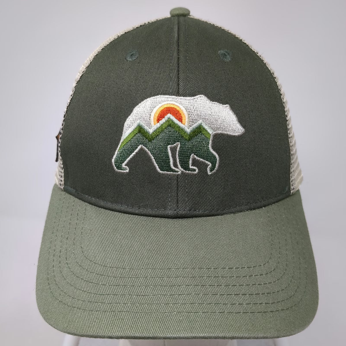 Locale Green Trucker Hat One Size Jackson Hole Wyoming Bear Mountain Logo