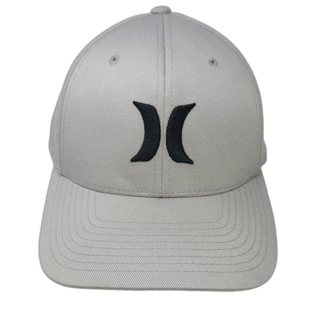 Hurley Baseball Cap Gray XL Fitted Flexfit Embroidered Logo Curved Brim Hat Surf
