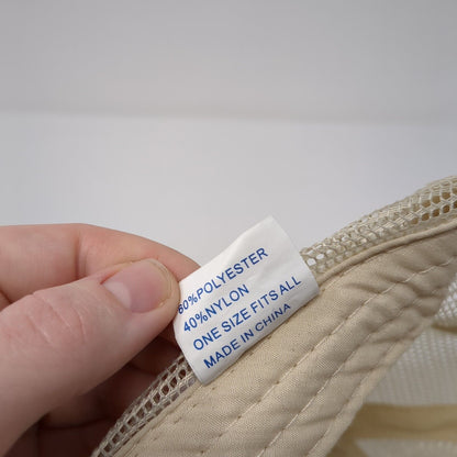 Letter T Logo Snapback Rope Trucker Hat Tan One Size Mesh Back Cameo