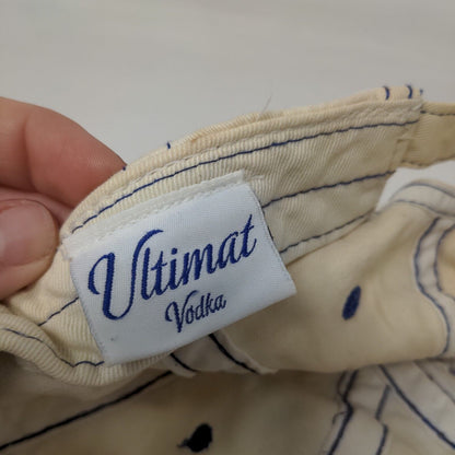 Ultimat Vodka Slideback Hat White OSFM Adjustable Embroidered Distressed 6 Panel