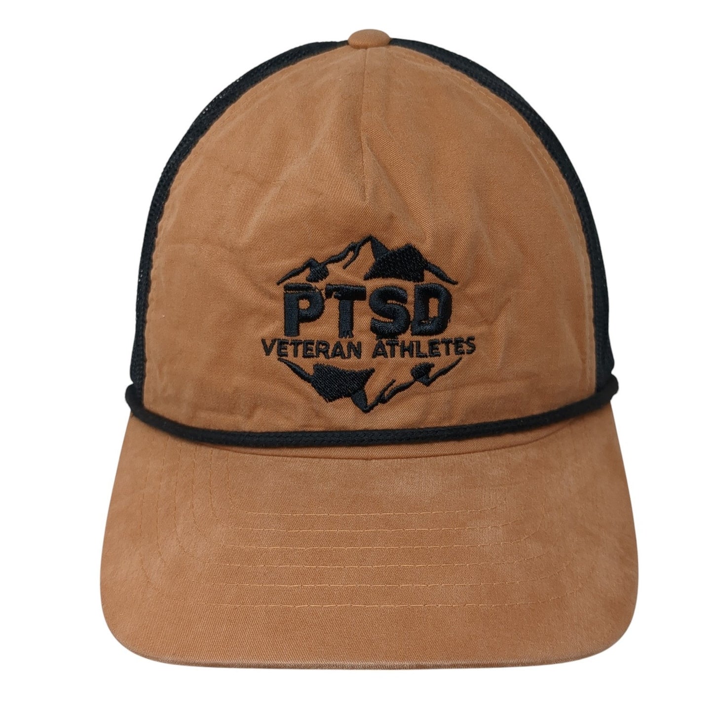 PTSD Veteran Athletes Snapback Rope Trucker Hat Brown One Size Mesh Back