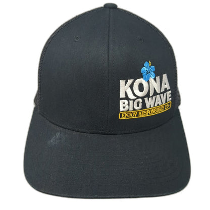 Yupoong Trucker Hat Black One Size Kona Big Wave Beer Mesh Back Snapback Logo