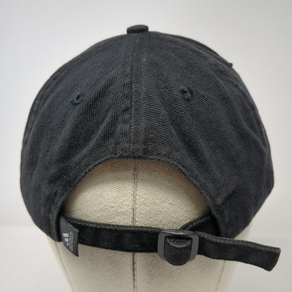 Adidas Baseball Cap Black Vintage Slideback Embroidered Logo Curved Brim Hat