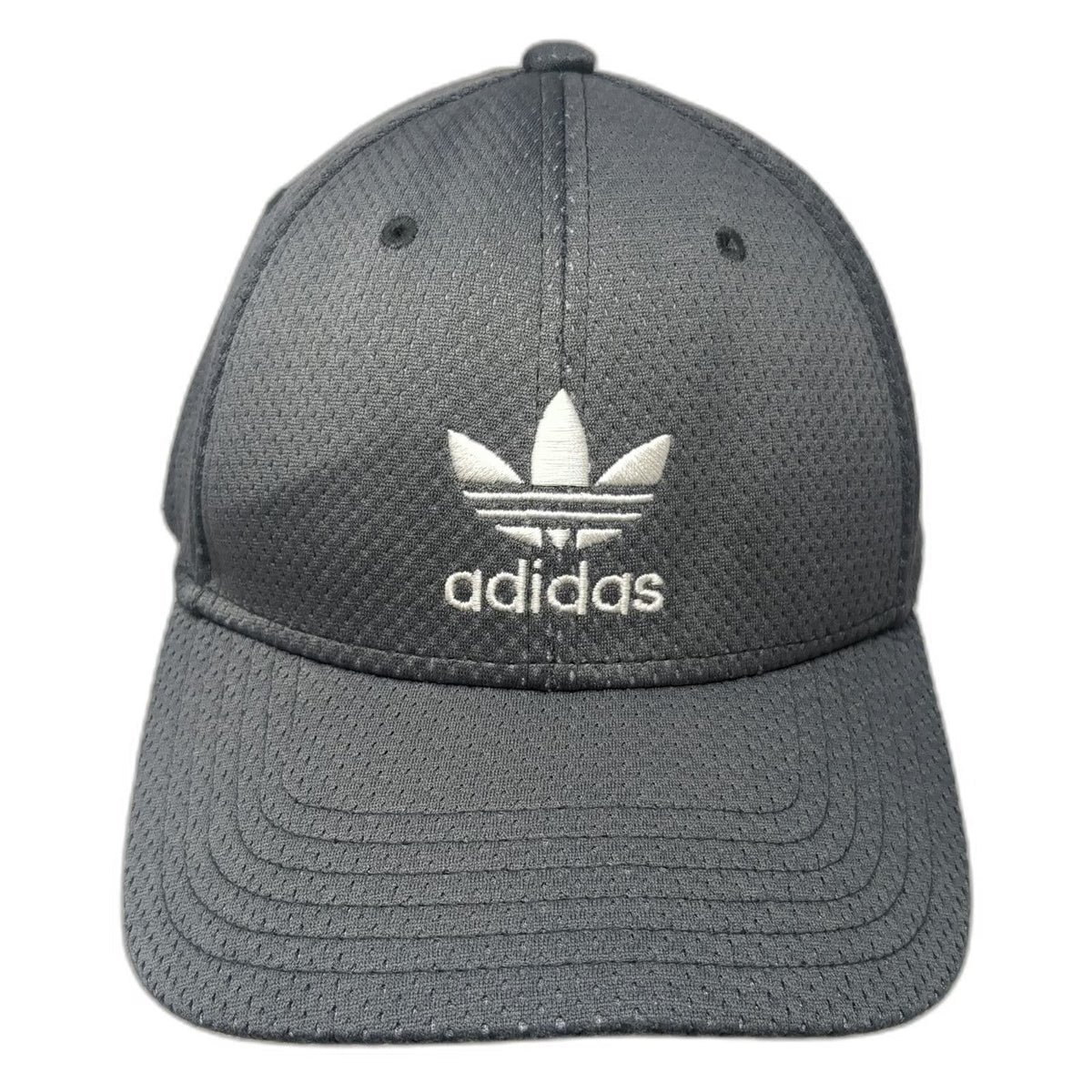 Adidas Baseball Cap Gray XL A-FLEX Stretch Fit Breathable Mesh Trefoil Logo hat