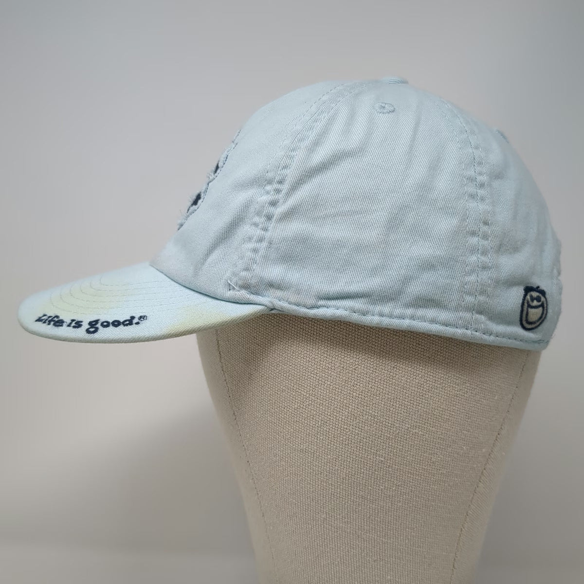 Life is Good Baseball Cap Blue One Size Flower Floral Graphic Slideback Hat