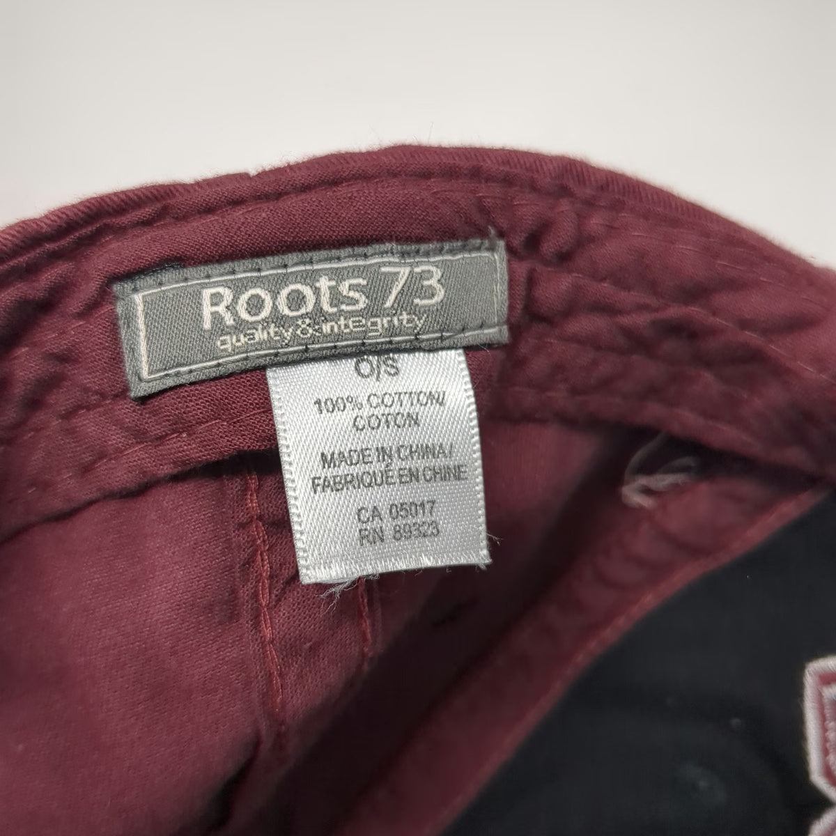 Roots 73 Baseball Cap Black Red One Size Cotton Embroidered Logo Strapback Hat