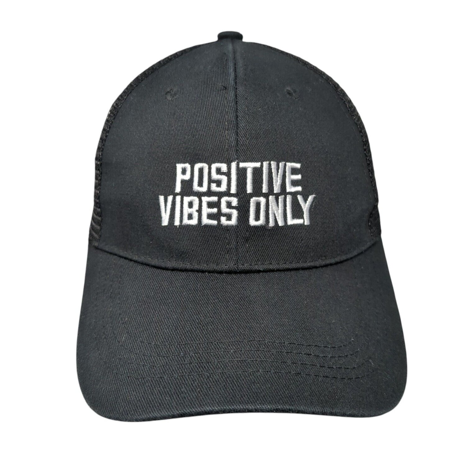 Positive Vibes Only Snapback Trucker Hat Black OS Adjustable Embroidered Mesh