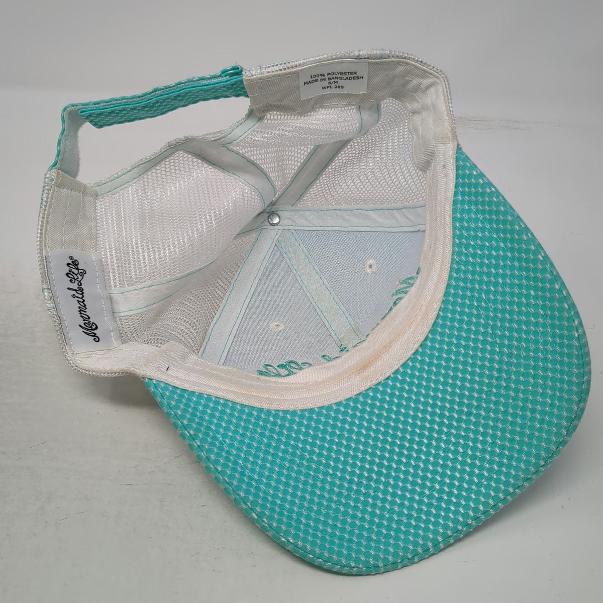 Mermaid Life Baseball Cap Blue S/M Strapback Mesh Back Embroidered Hat