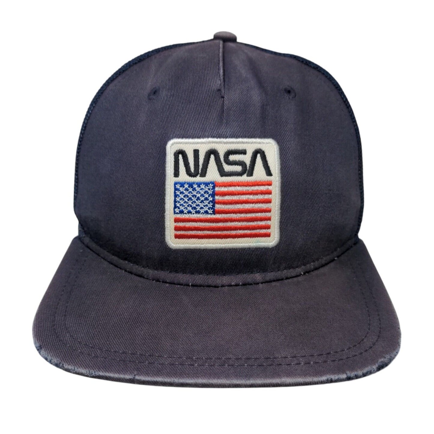 NASA Snapback Trucker Hat Blue OSFA Adjustable Embroidered Patriotic Mesh Back